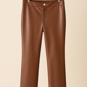 🦋NWT Y2K Faux leather high rise bell bottoms rich chocolate brown boho size M